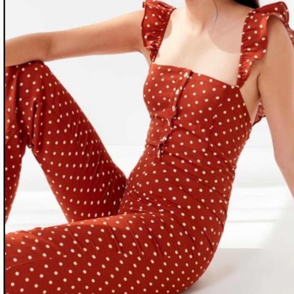 Lucca Couture Rust Red Polka Dot Jumpsuit